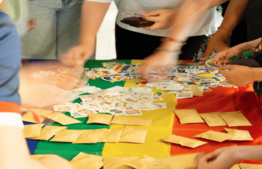 VIS Students exchanging pride stickers at Pride Celebrations